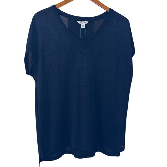 NWOT‎ Orvis Short Sleeve Top Women Medium Black Casual Outdoor Gorpcore Knit - Picture 1 of 8